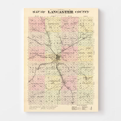 Vintage Map of Lancaster County, Nebraska 1885-Not available at Minden location-