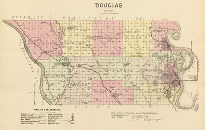 Vintage Map of Douglas County, Nebraska 1885 -Not available at Minden location-