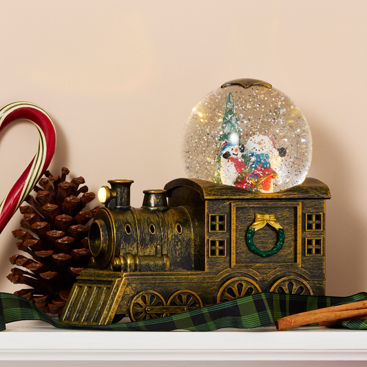 LED Train Musical Snow Globe w/Snowmen