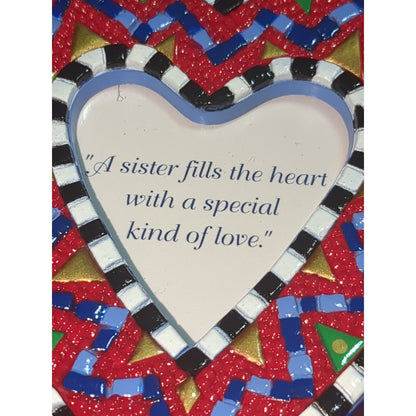 Vintage Hallmark Keepsake Ornament "SISTERS" Heart Photo Holder 2001 ho498