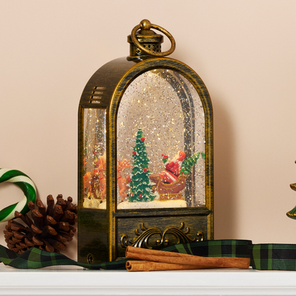 LED Lantern Musical Snow Globe w/Santa’s Sleigh