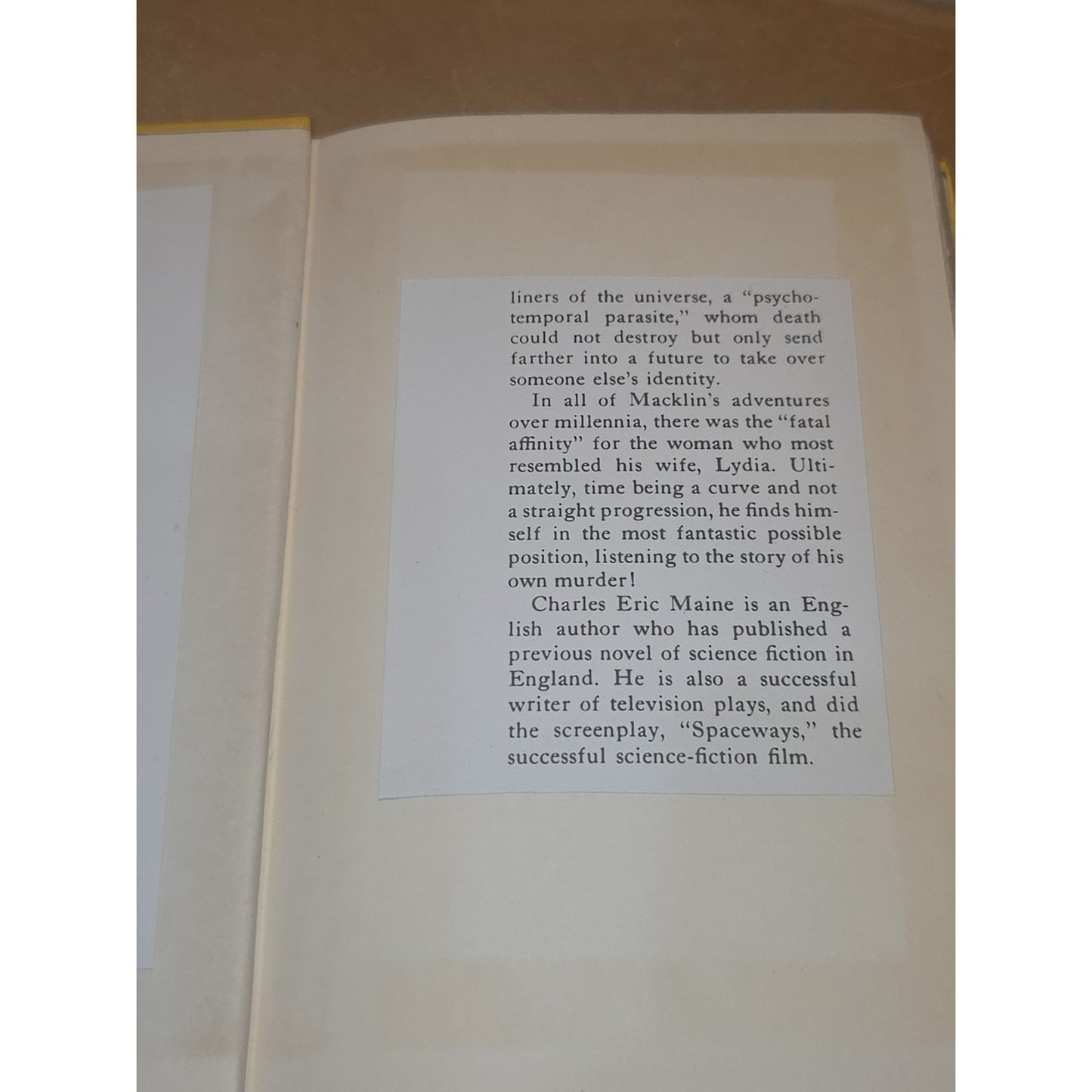 Vintage Hardcover Yellow Book Timeliner Charles Eric Maine 1955