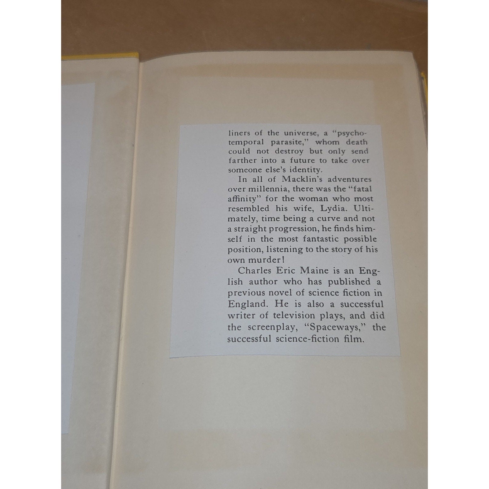 Vintage Hardcover Yellow Book Timeliner Charles Eric Maine 1955