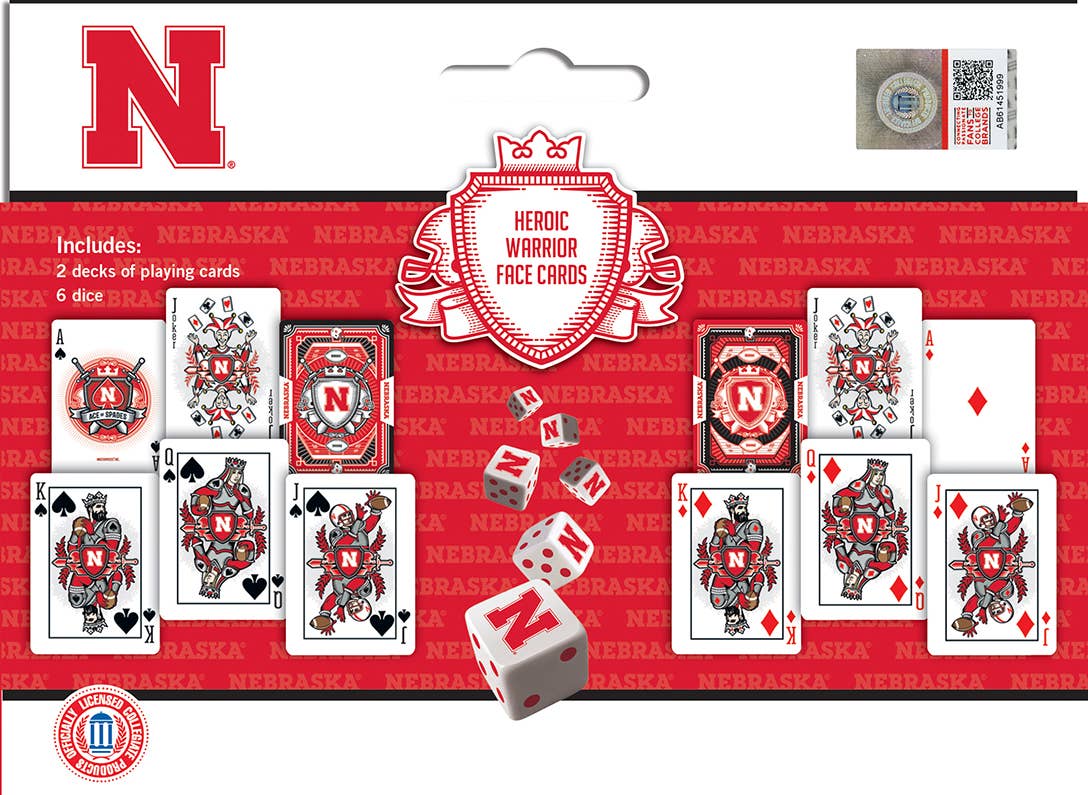Nebraska Cornhuskers - 2-Pack Playing Cards & Dice Set