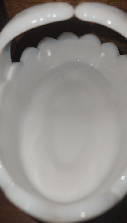 Vintage Westmoreland Paneled Grape Milk Glass Basket