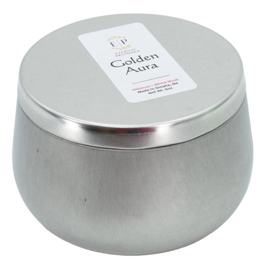Golden Aura Hibiscus & White Musk Scented Candle | 5 oz | Eternal Promises