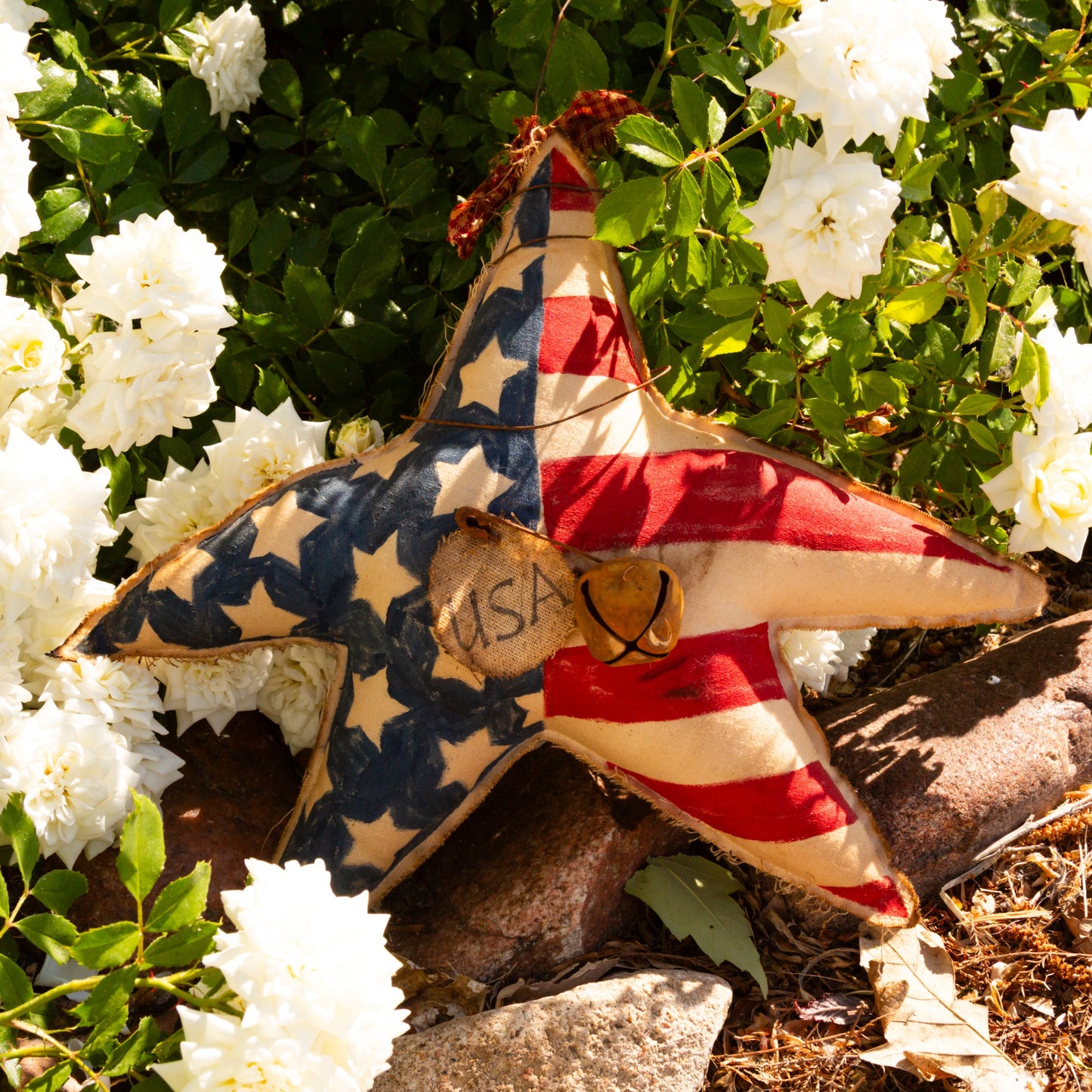 USA Star Decoration with Bell | 8" x 8" | The Painted Attic