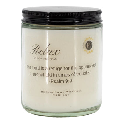 Relax Mint & Eucalyptus Scented Candle | 7 oz | Eternal Promises