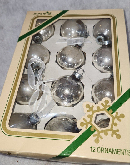 Vintage Pyramid Ornaments Silver set of 12 AS IS bo011