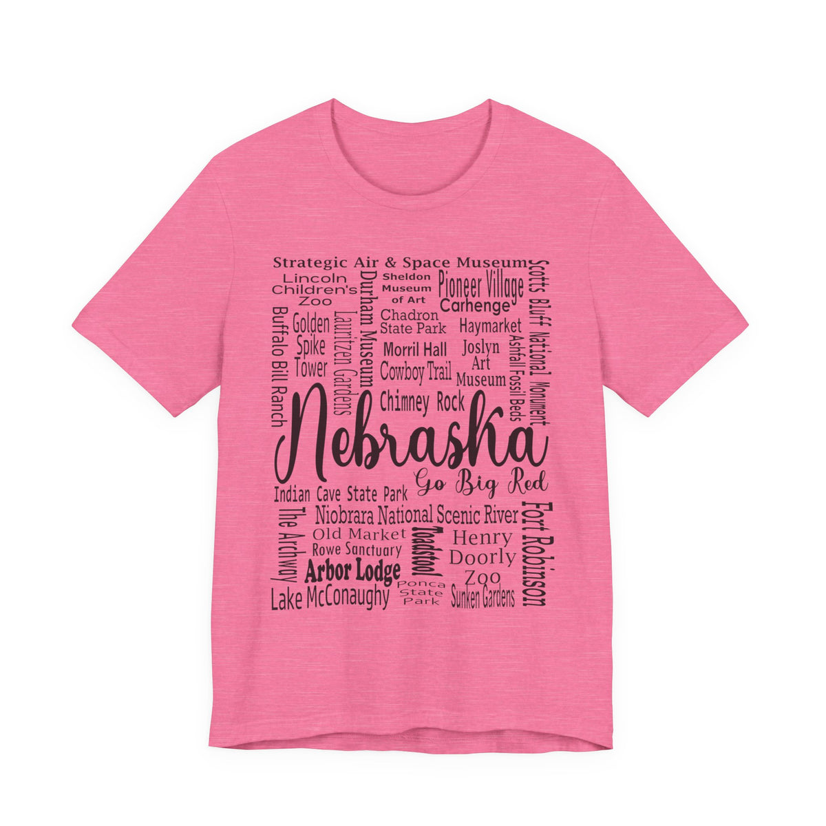 Nebraska Shirt – Landmarks Word Art Unisex Jersey Tee