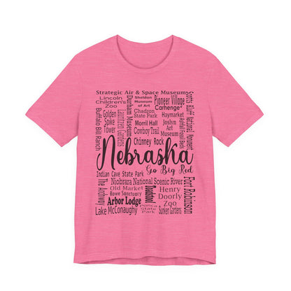 Nebraska Shirt – Landmarks Word Art Unisex Jersey Tee