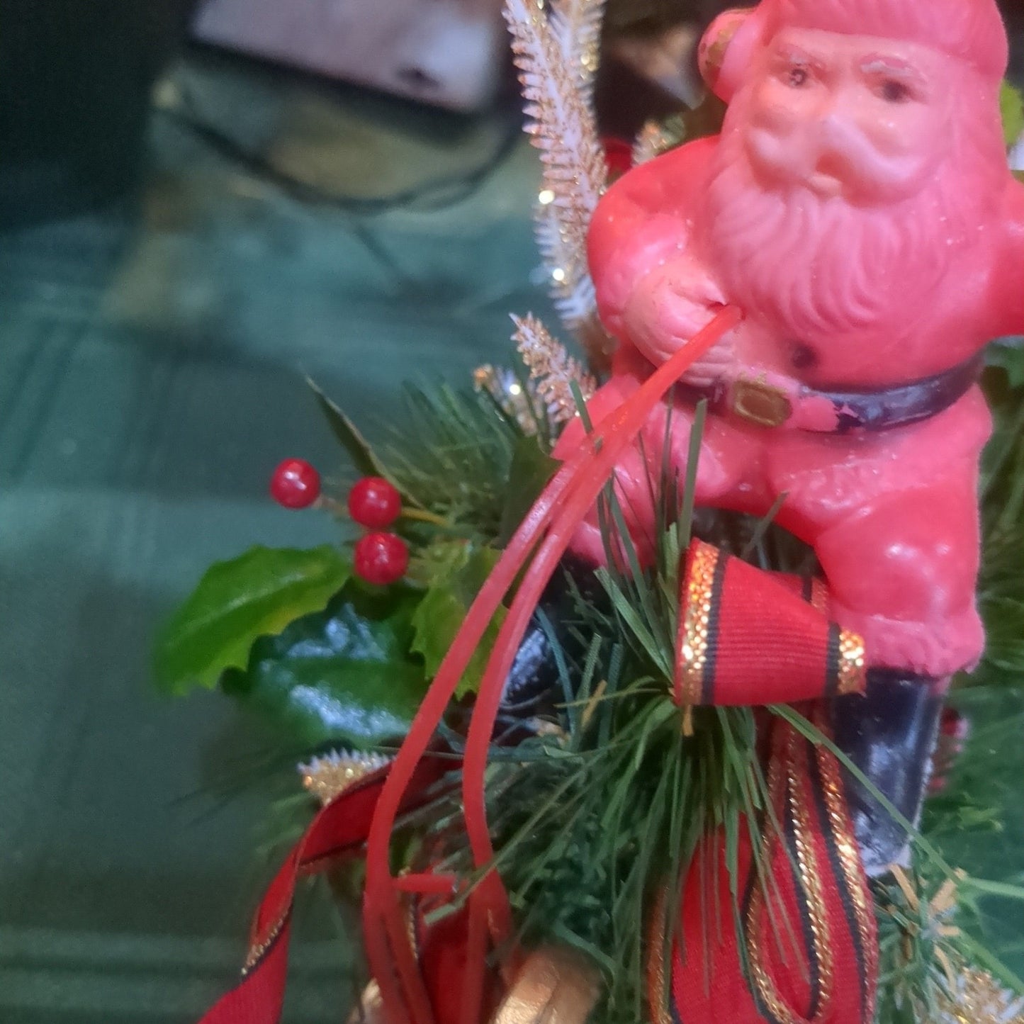 Vintage Plastic Santa and Sleigh Blow Mold vs9