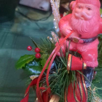 Vintage Plastic Santa and Sleigh Blow Mold vs9