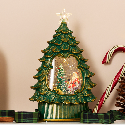 LED Evergreen Tree Musical Snow Globe w/Santa