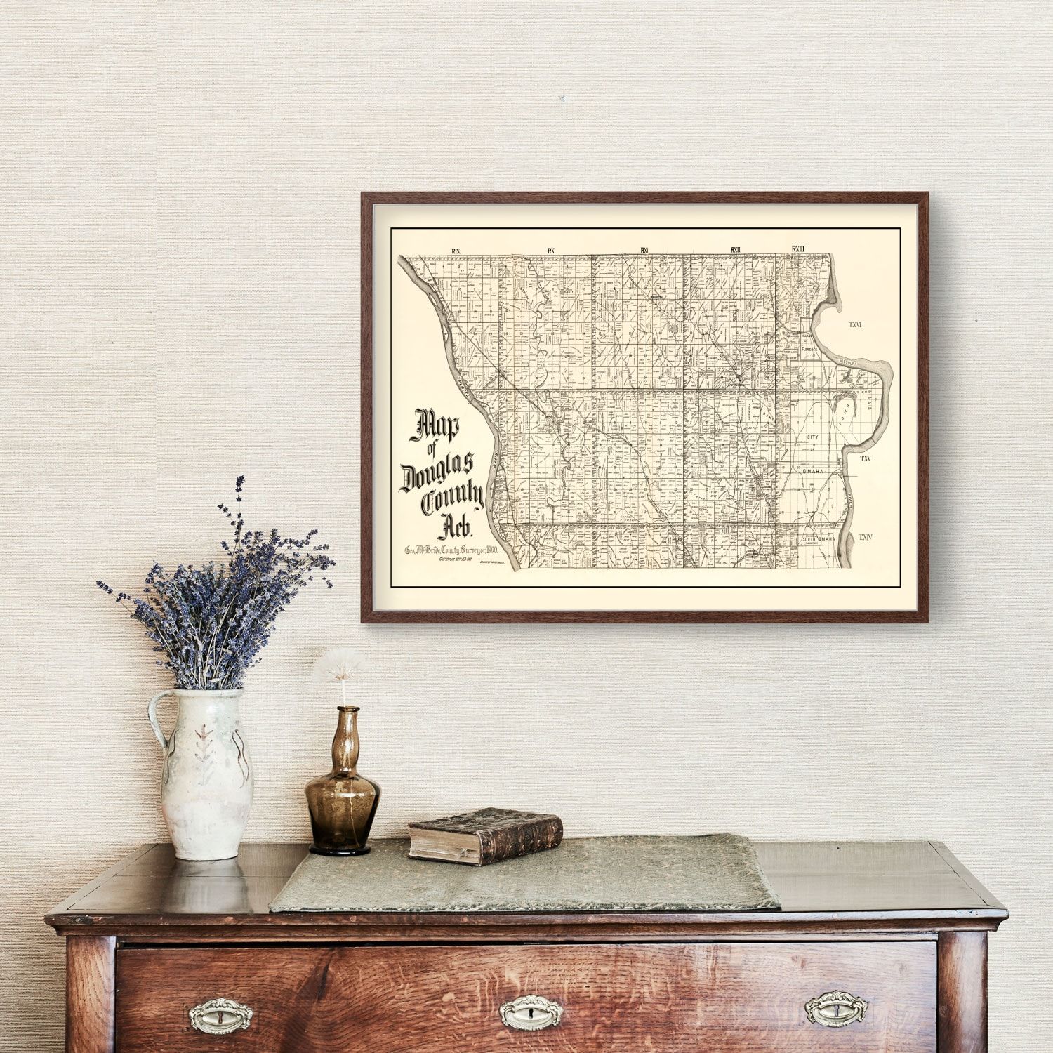 Vintage Map of Douglas County, Nebraska 1900 -Not available at Minden location-