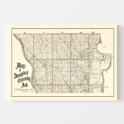 Vintage Map of Douglas County, Nebraska 1900 -Not available at Minden location-