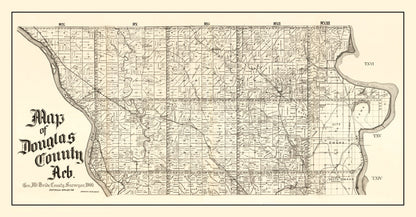 Vintage Map of Douglas County, Nebraska 1900 -Not available at Minden location-