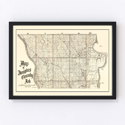 Vintage Map of Douglas County, Nebraska 1900 -Not available at Minden location-