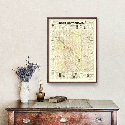 Vintage Map of Cuming County, Nebraska 1900 -Not available at Minden location-