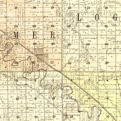 Vintage Map of Cuming County, Nebraska 1900 -Not available at Minden location-