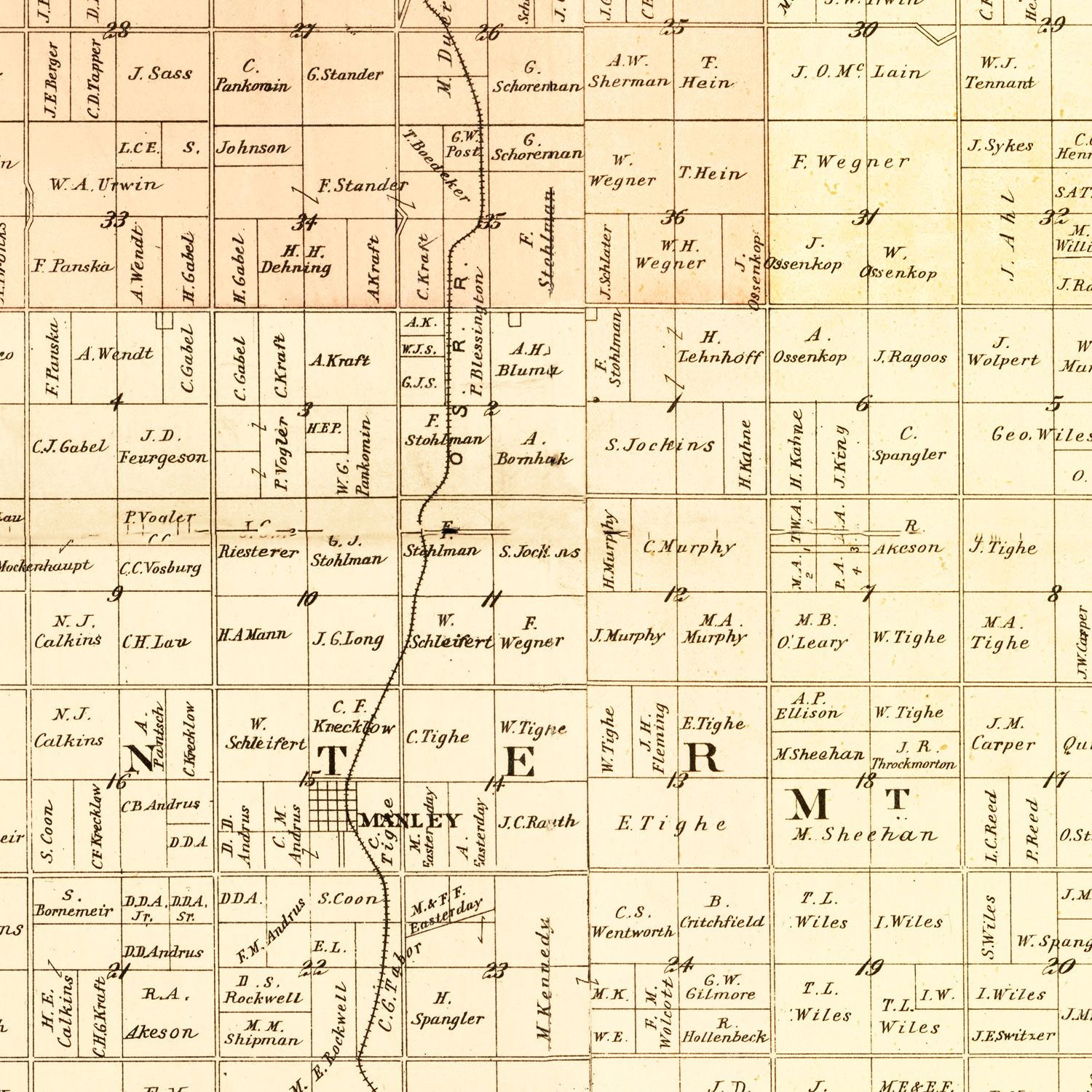 Vintage Map of Cass County, Nebraska 1894 -Not available at Minden location-
