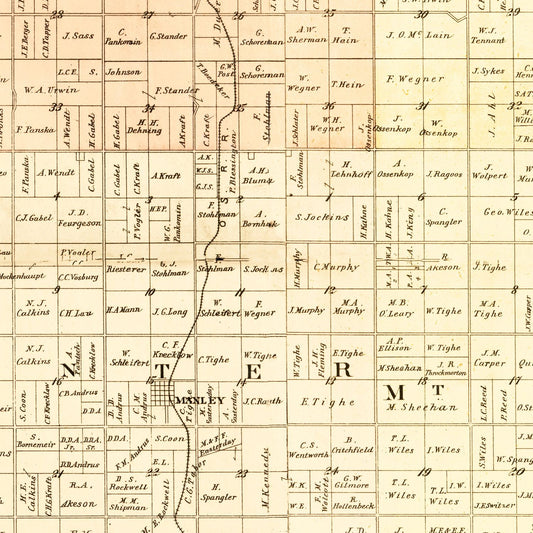 Vintage Map of Cass County, Nebraska 1894 -Not available at Minden location-