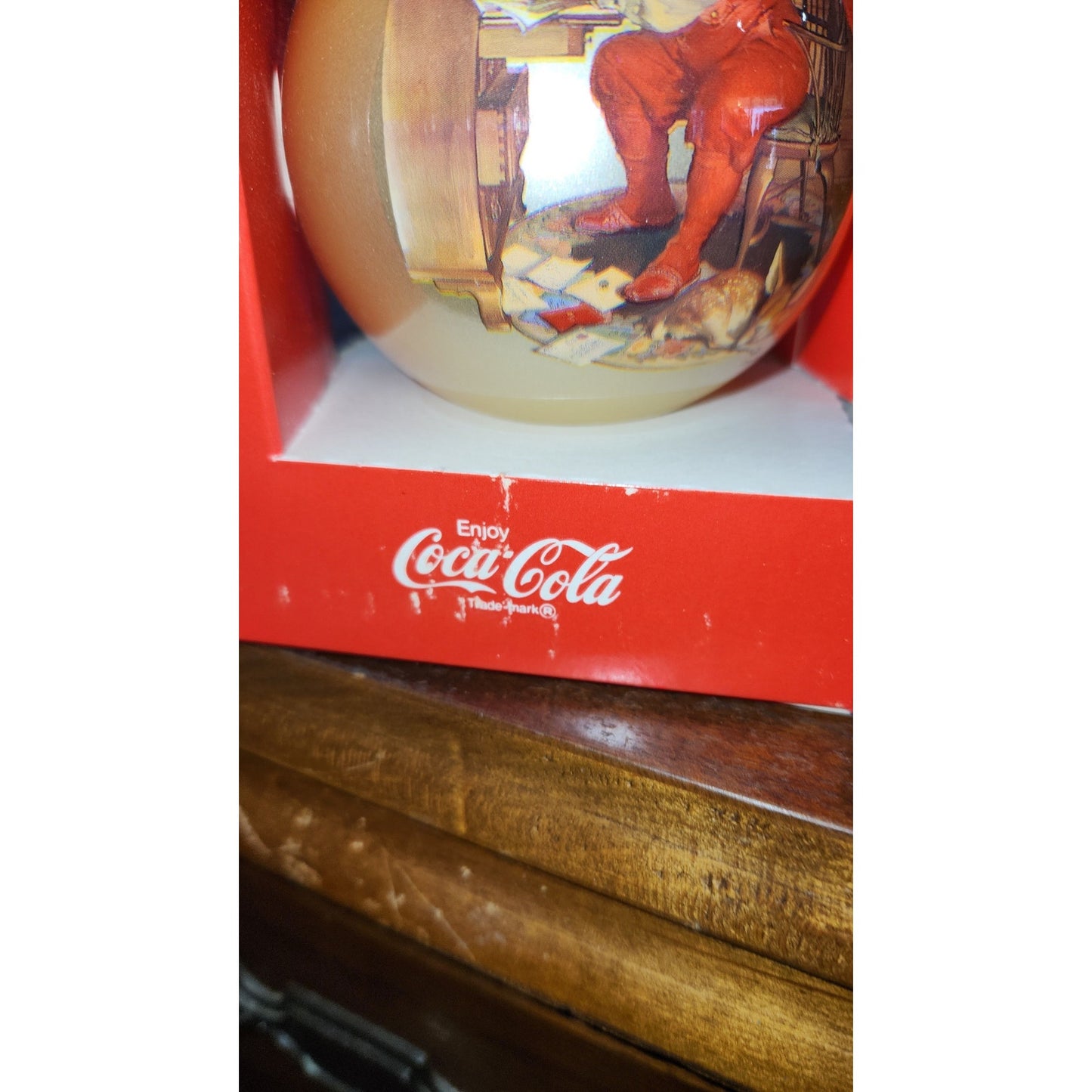 Vintage Glass Coca-Cola Santa Ornament 1960s