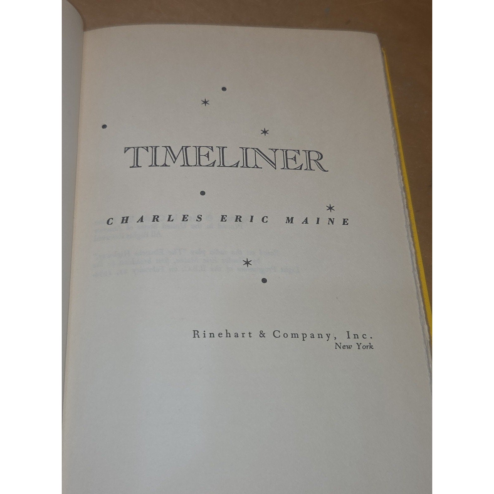 Vintage Hardcover Yellow Book Timeliner Charles Eric Maine 1955