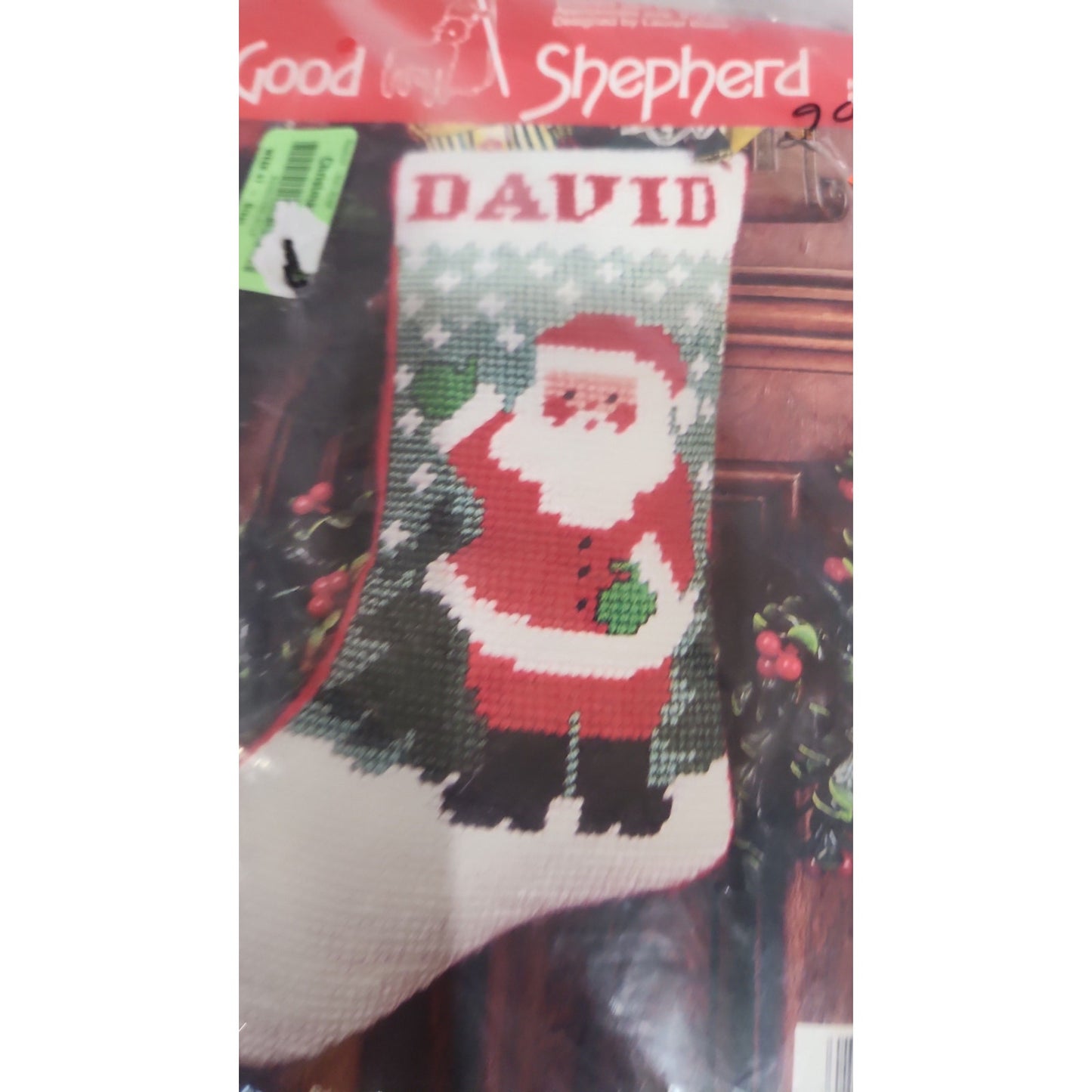 Vintage Good Shepherd Sixpoint Needlepoint Stocking Set of 2