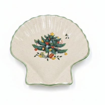 Festive Season Mikasa EB451 Shell Dish Candy Trinket Soap Scalloped Christmas Dish Made in Japan