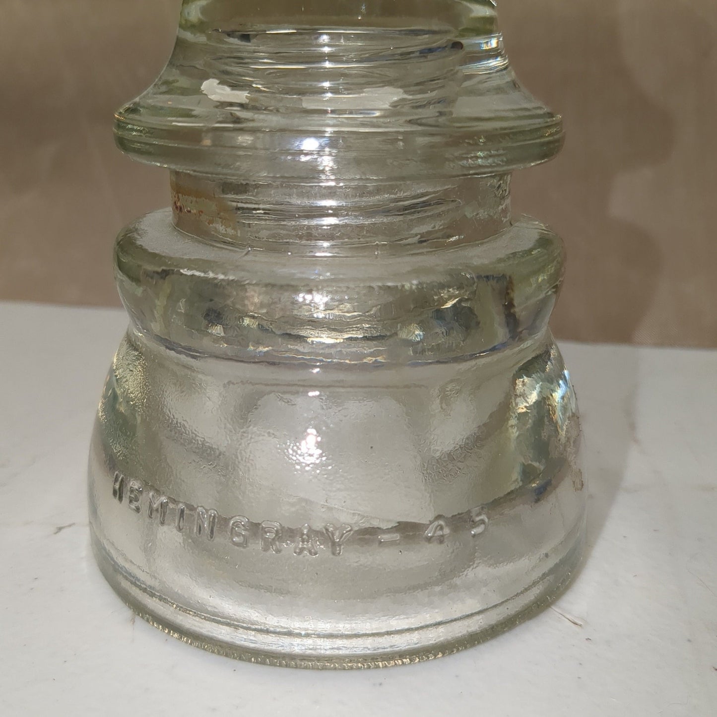 Vintage Hemingray #45 Clear Glass Insulator h645