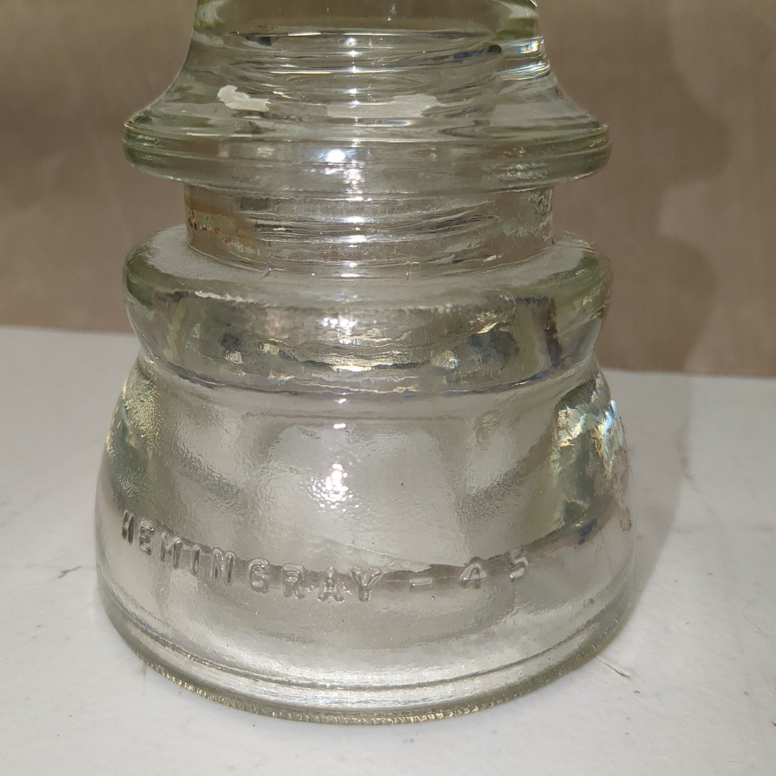 Vintage Hemingray #45 Clear Glass Insulator h645