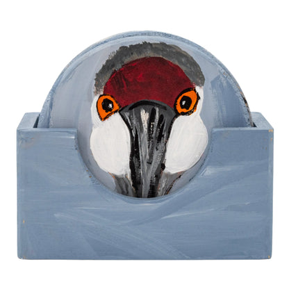 Sandhill Hand Painted Crane Coasters | Set of 6 | 4" x 4" | The Painted Attic