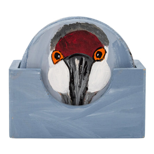 Sandhill Hand Painted Crane Coasters | Set of 6 | 4" x 4" | The Painted Attic