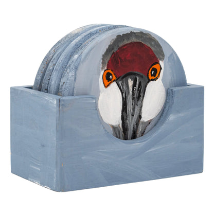 Sandhill Hand Painted Crane Coasters | Set of 6 | 4" x 4" | The Painted Attic