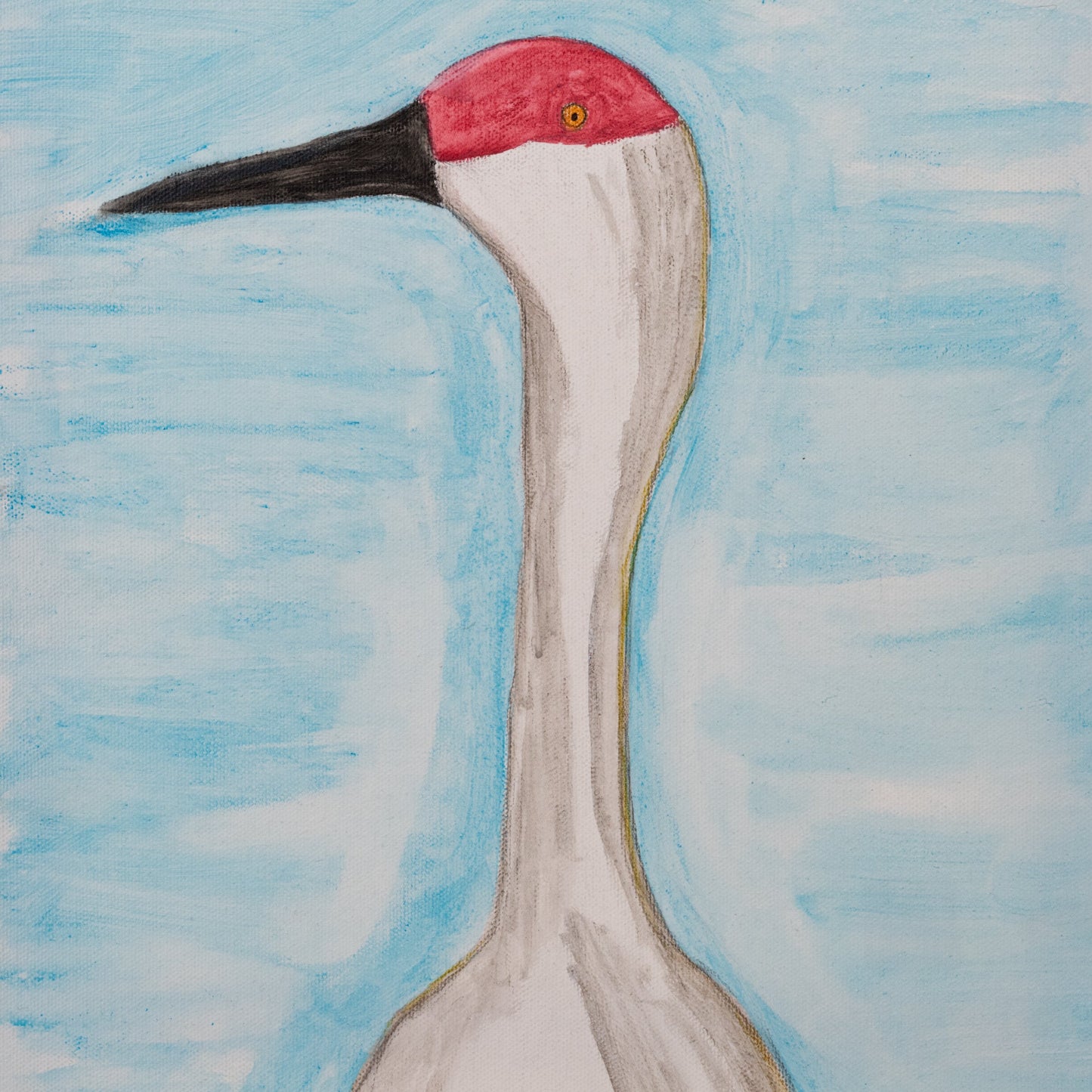 Syd the Crane Canvas Painting | 24" x 12.5" | The Painted Attic