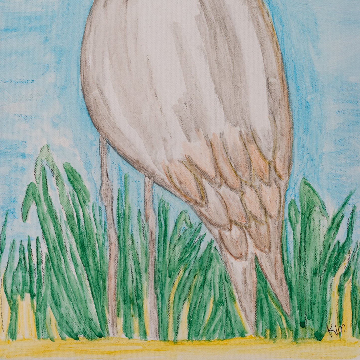 Syd the Crane Canvas Painting | 24" x 12.5" | The Painted Attic