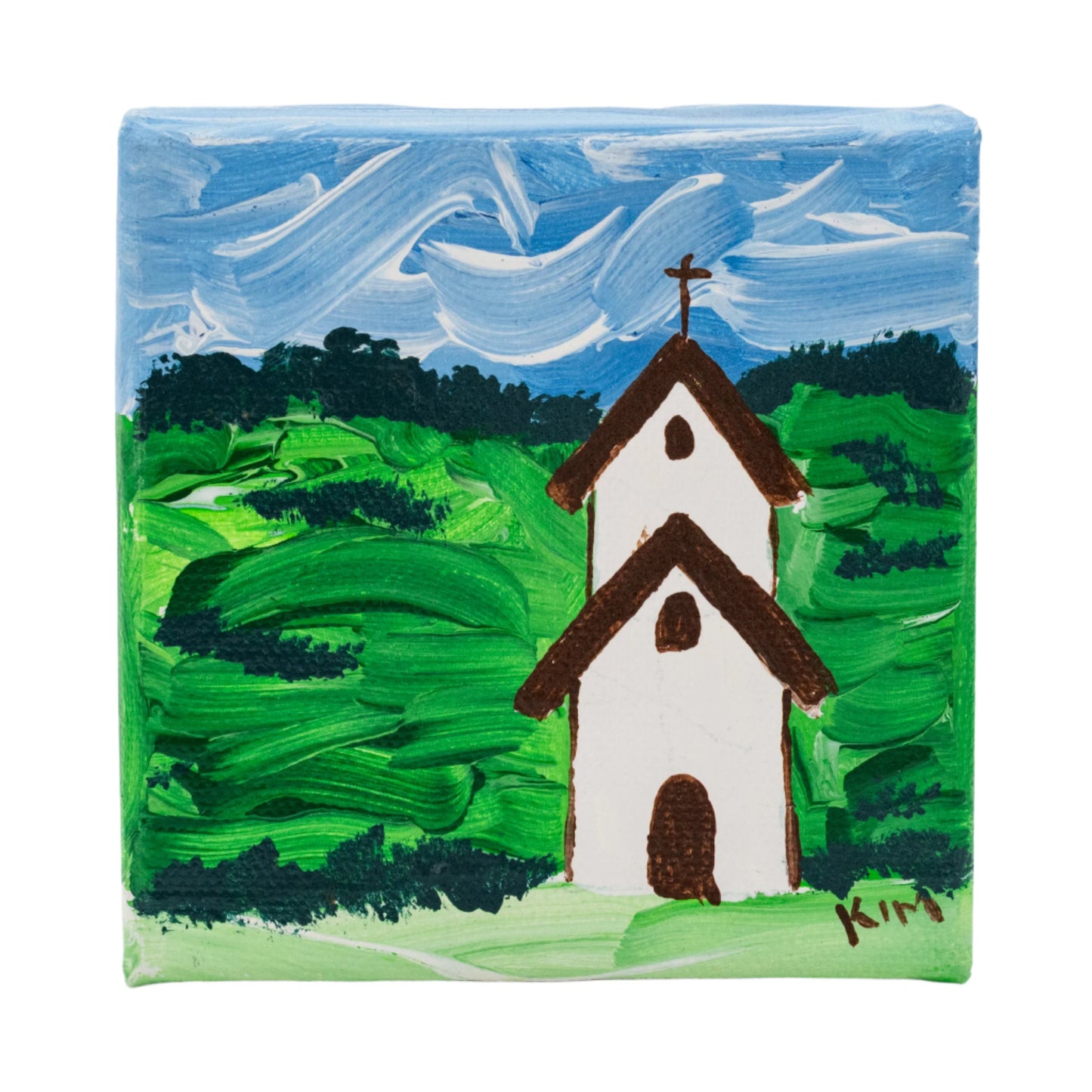 Church Collection Canvas Painting | 4" x 4" | The Painted Attic