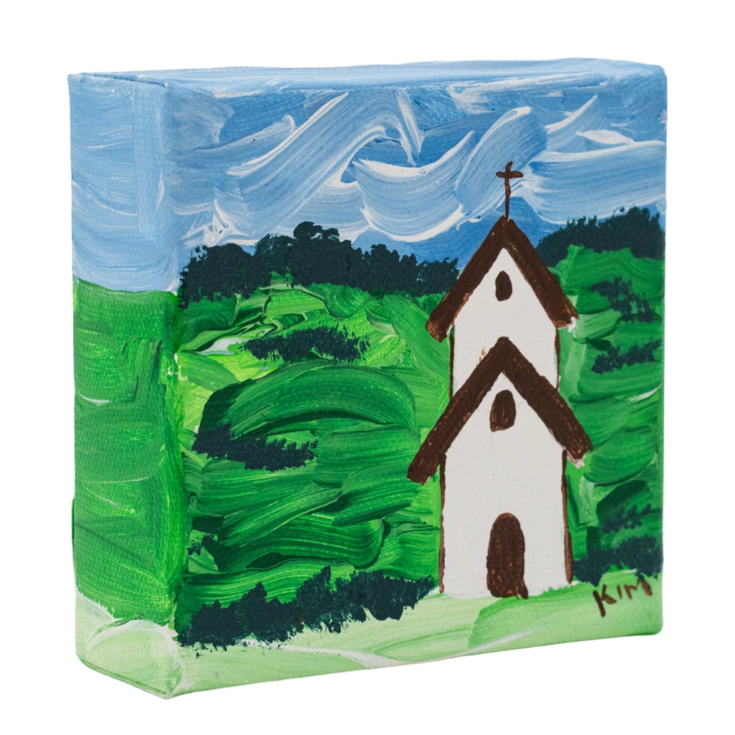 Church Collection Canvas Painting | 4" x 4" | The Painted Attic
