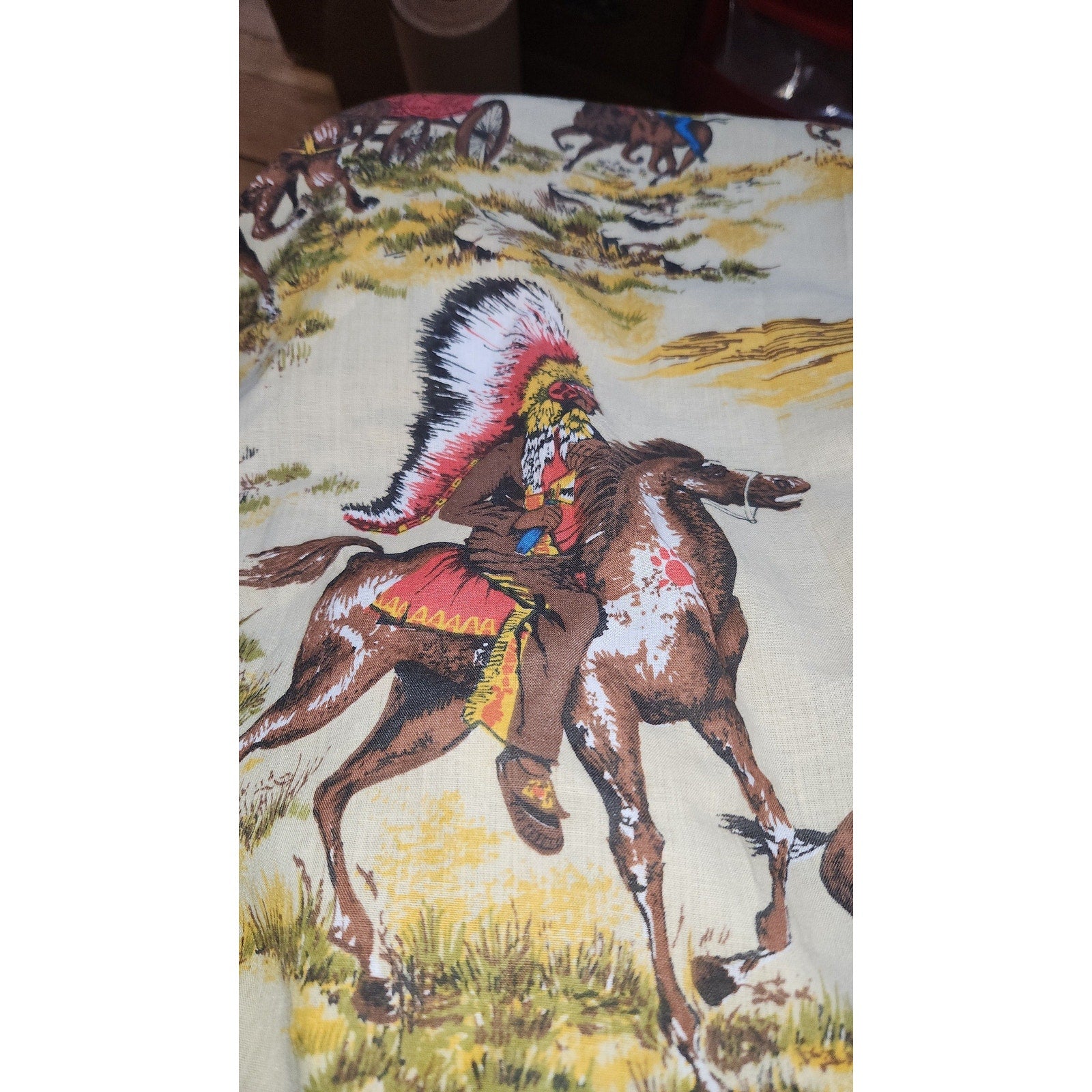 Vintage Cowboy and Native American Fabric