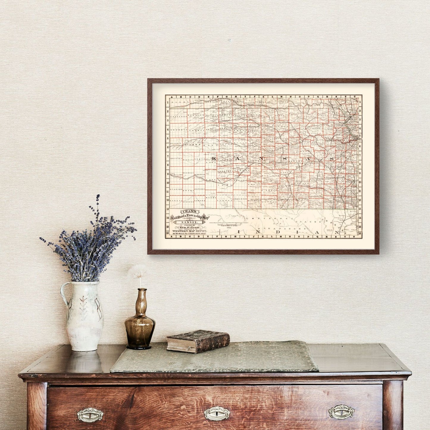 Vintage Railroad Map of Nebraska 1882 -Not available at Minden location-