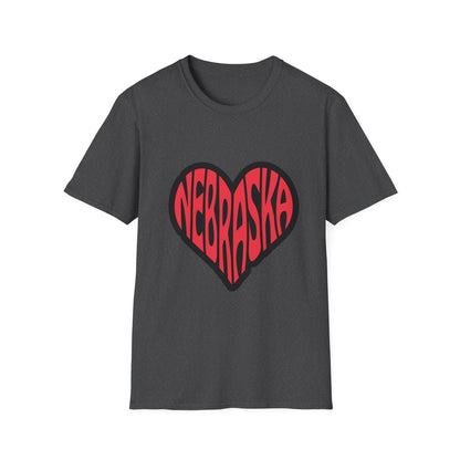 Nebraska Heart Unisex Softstyle T-Shirt Dark Heather