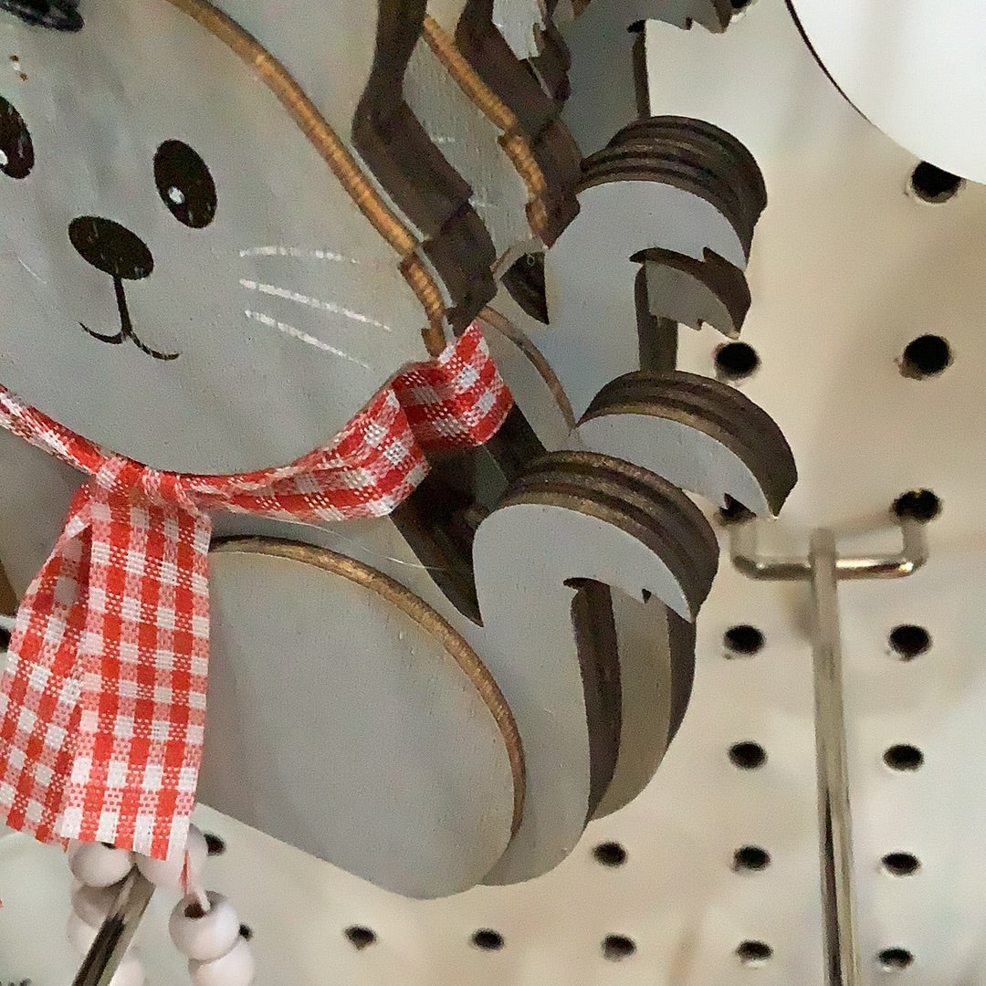 Gray Cat With Scarf Ornament CLEARANCE ct1