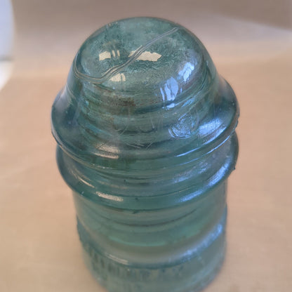 Vintage Hemingray #12 teal green glass insulator h612
