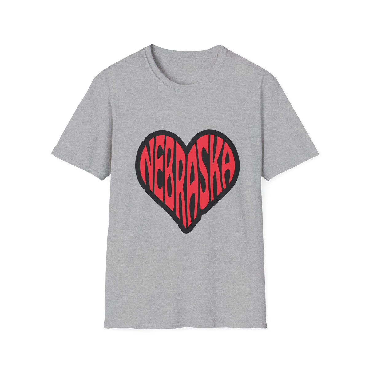 Nebraska Heart Unisex Softstyle T-Shirt Sport Grey