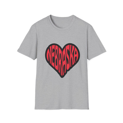 Nebraska Heart Unisex Softstyle T-Shirt Sport Grey