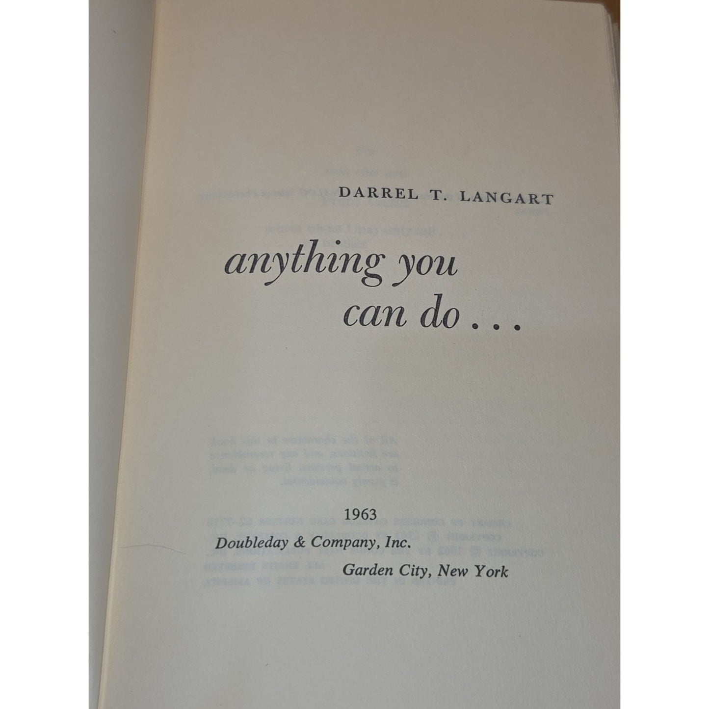 Anything You Can Do... by Darrel T. Langart - 1963 BCE Doubleday Science Fiction