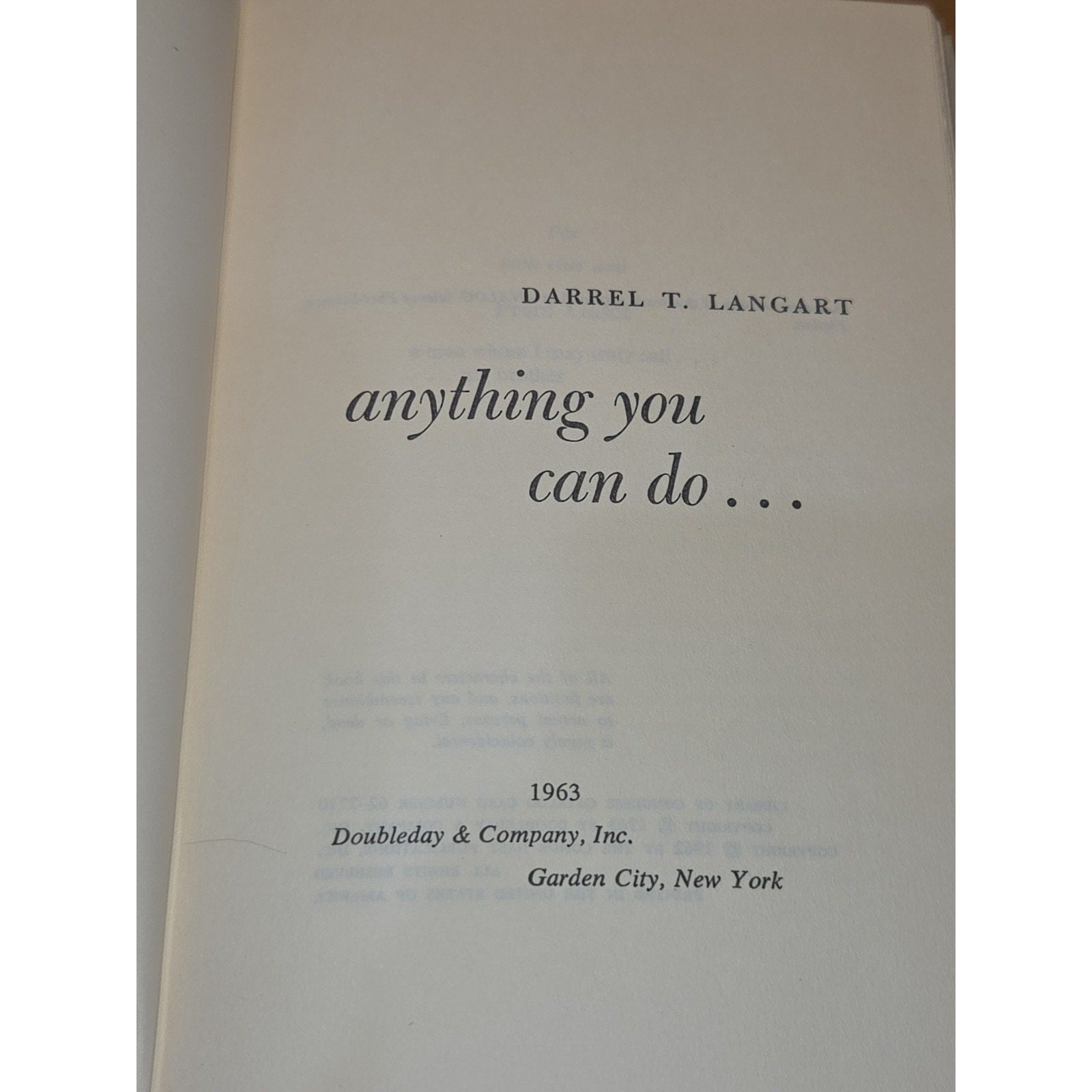 Anything You Can Do... by Darrel T. Langart - 1963 BCE Doubleday Science Fiction