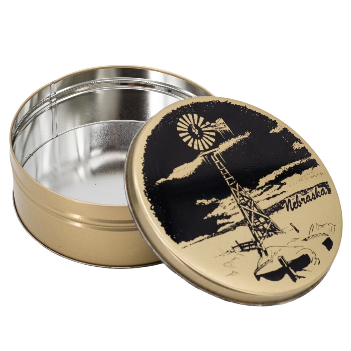Nebraska Windmill Tin | Black & Gold | 7 X 2.5 | GROW Nebraska
