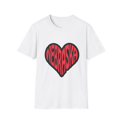 Nebraska Heart Unisex Softstyle T-Shirt White